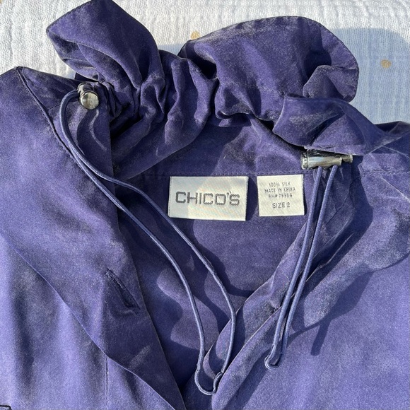 SPRING SALE! Chico’s light silk jacket, royal purple. Adjustable toggles - Picture 3 of 6